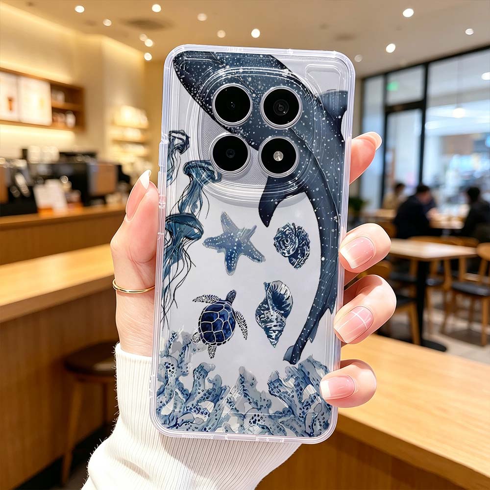 Xiaomi Poco X6 - เคสโทรศัพท์ลายเต่าทะเลและวาฬสำหรับ Xiaomi POCO X7 X6 X5